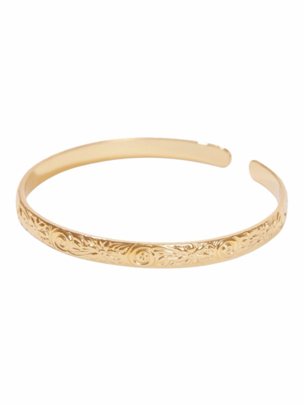 Our Spare Change Small Floral Elegant Gold-Tone Cuff Bracelet